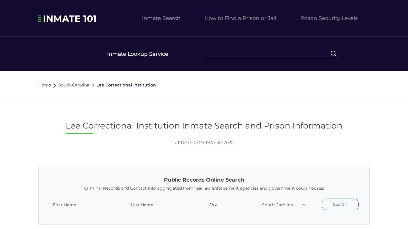 Lee Correctional Institution Inmate Search, Visitation ...